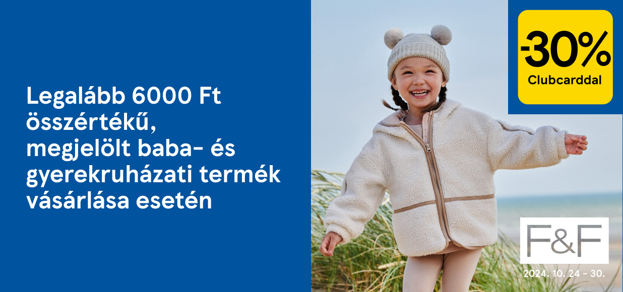  30 Clubcarddal kedvezmény legalább 6000 Ft összértékű, megjelölt