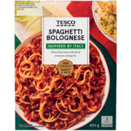 Tesco Spaghetti bolognese főtt spagettitészta paradicsomos-marhahúsos szósszal