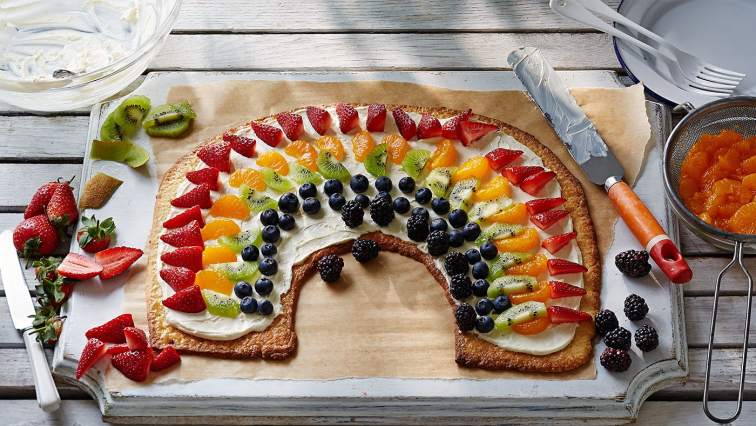 Szivárványos gyümölcspizza